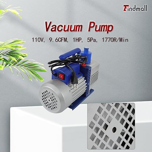 Miniatura 4 de findmall Bomba de vacío 110V 9.6CFM 1HP 1 etapa bomba de vacío de aire apto para sistemas R12 R22 R134a R410a