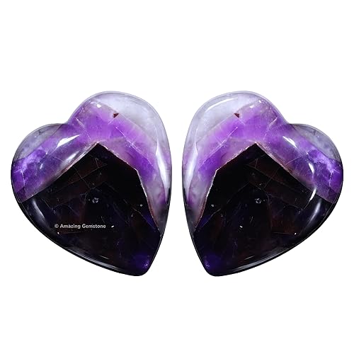 Piedra de Amatista Corazón de Cristal Asombrosa - Paquete de 2 Piedras de Corazón de Cristal Rocas - Corazones De Piedra Crystals y Piedras