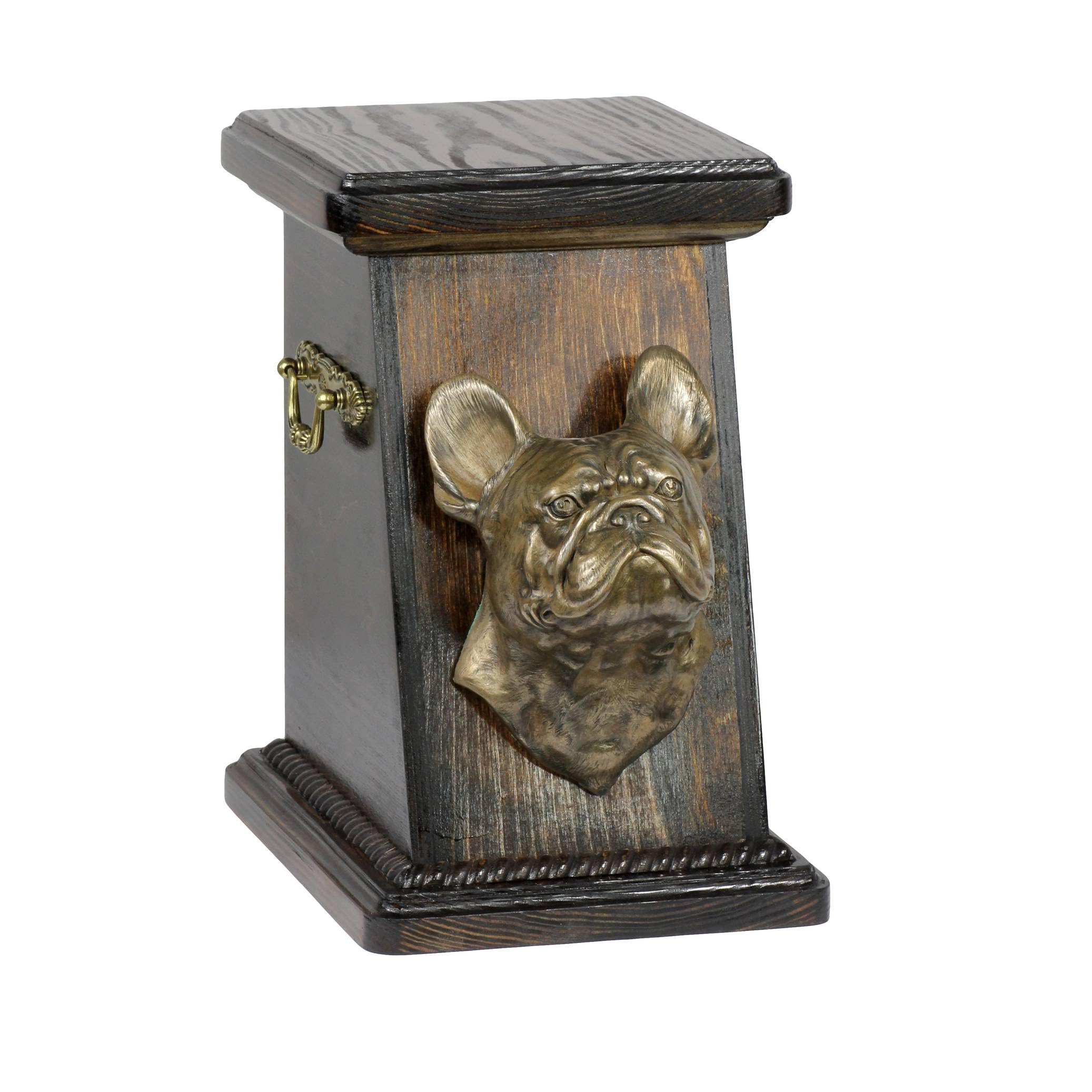 Urne personnalisée faite à la main avec statue de bouledogue en bronze