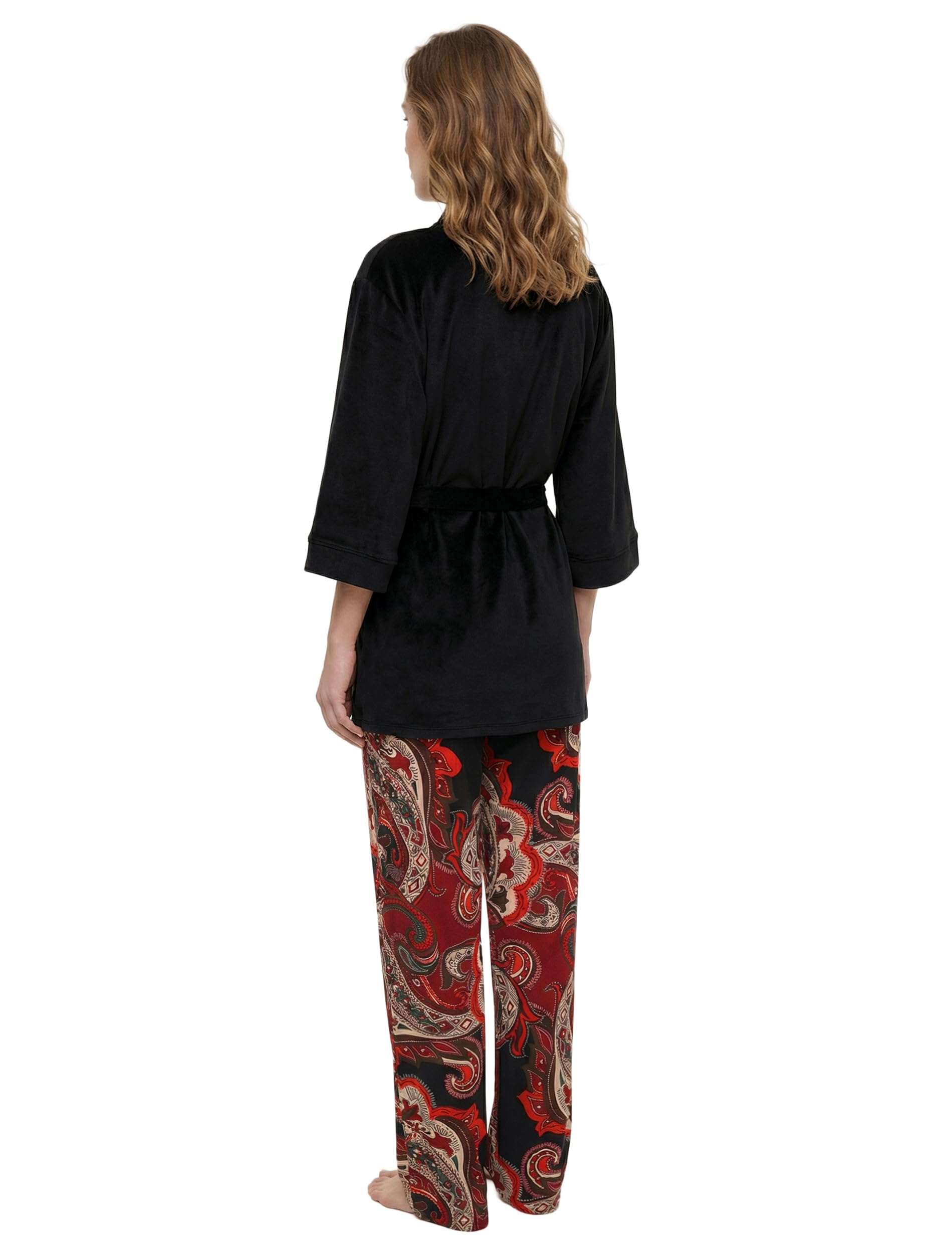 VIVISENCE - Pijama de tres piezas para mujer, con albornoz suave y cómodo