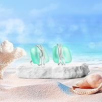 Vista 26 de Sea Glass Earrings S925 Sterling Silver Hypoallergenic Handmade Stud Post Earrings Beach Glass Fashion Handcraft Jewelry earrings stud earrings from