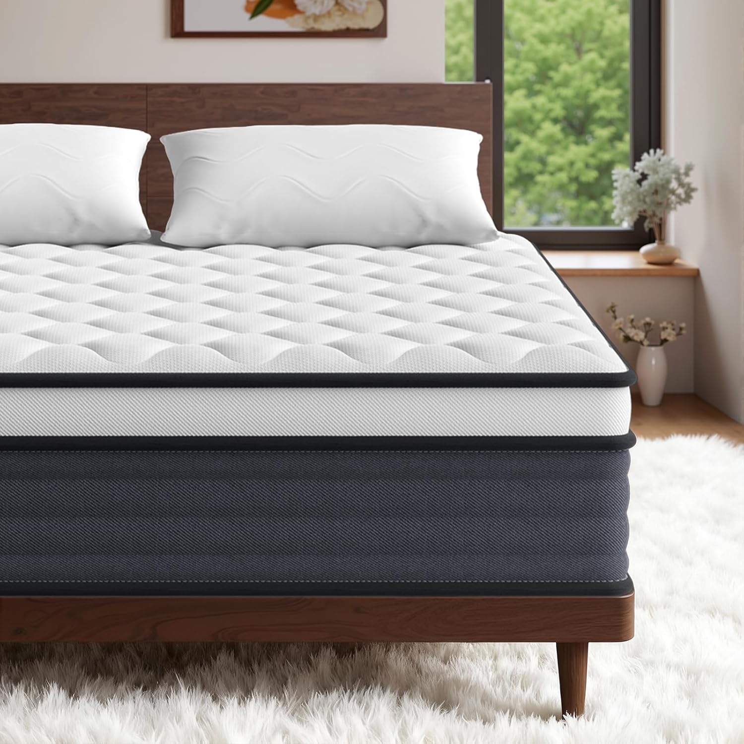 King Mattress,12 Inch Hybrid Memory Foam Medium Feel King Size Bed in a Box,Fiberglass Free,Individual Pocket Spring for Motion Isolation,CertiPUR-US & Oeko-TEX Certified