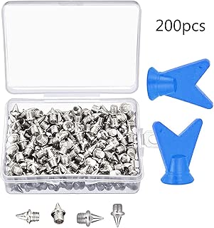 200 Pieces Track Spikes,1/4 Length Pyramid Spikes Replacement with 2 Pieces Spike Wrench,Stainless Steel for Track and Cross Country with Storage Box - coolthings.us