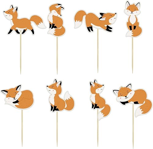 Miniatura 3 de Gyufise 32 piezas de decoración para cupcakes de animales para baby shower con temática de animales del bosque, baby shower, fiesta de cumpleaños,