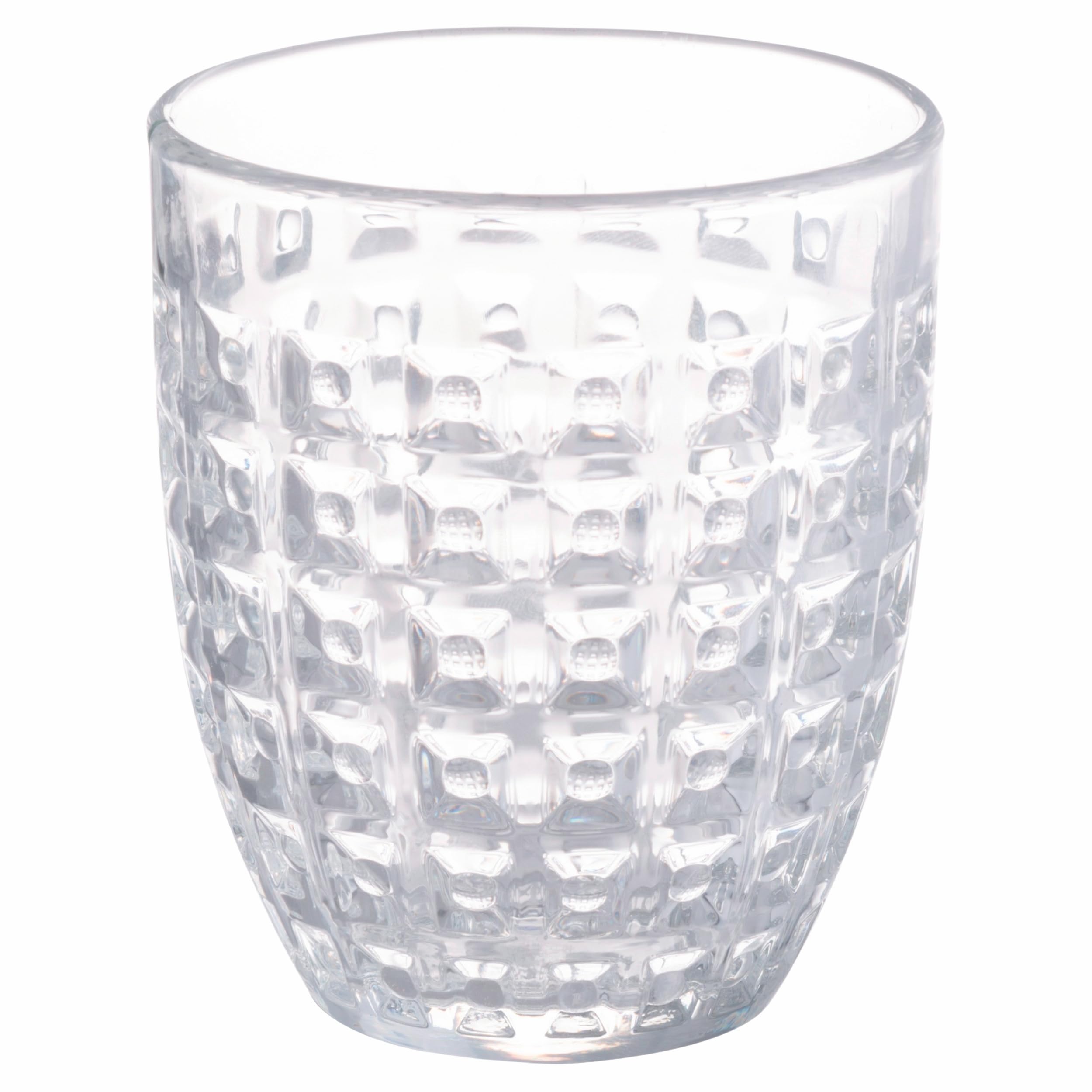 Set 6 bicchieri acqua 320 ml, in vetro trasparente decorato a rilievo, Geometrie Light