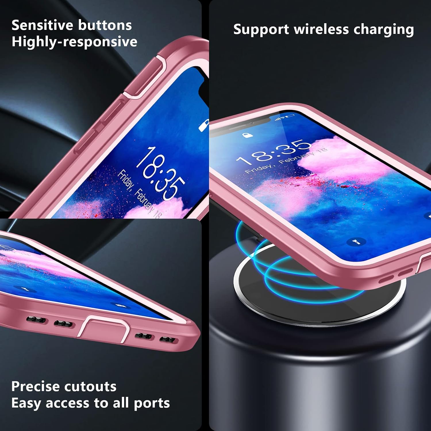 Eonfine for iPhone X Case,Full Body Protection Heavy Duty Shockproof Rugged Cover Skin for iPhone X,for iPhone Xs (Pink)