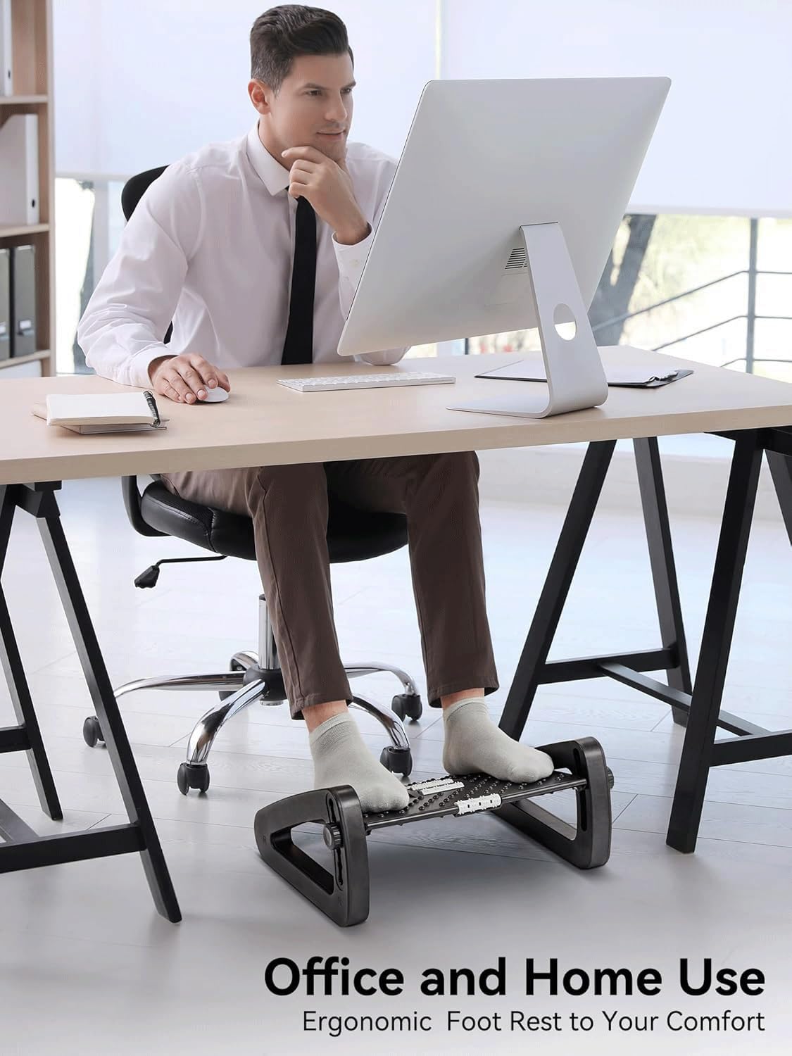 Poggiapiedi sotto La Scrivania, Poggiapiedi Ergonomico Massaggiante con 6 Regolazioni di Altezza E Inclinazione E Pannello Antiscivolo, Adatto per L'uso in Casa E in Ufficio(2PCS)