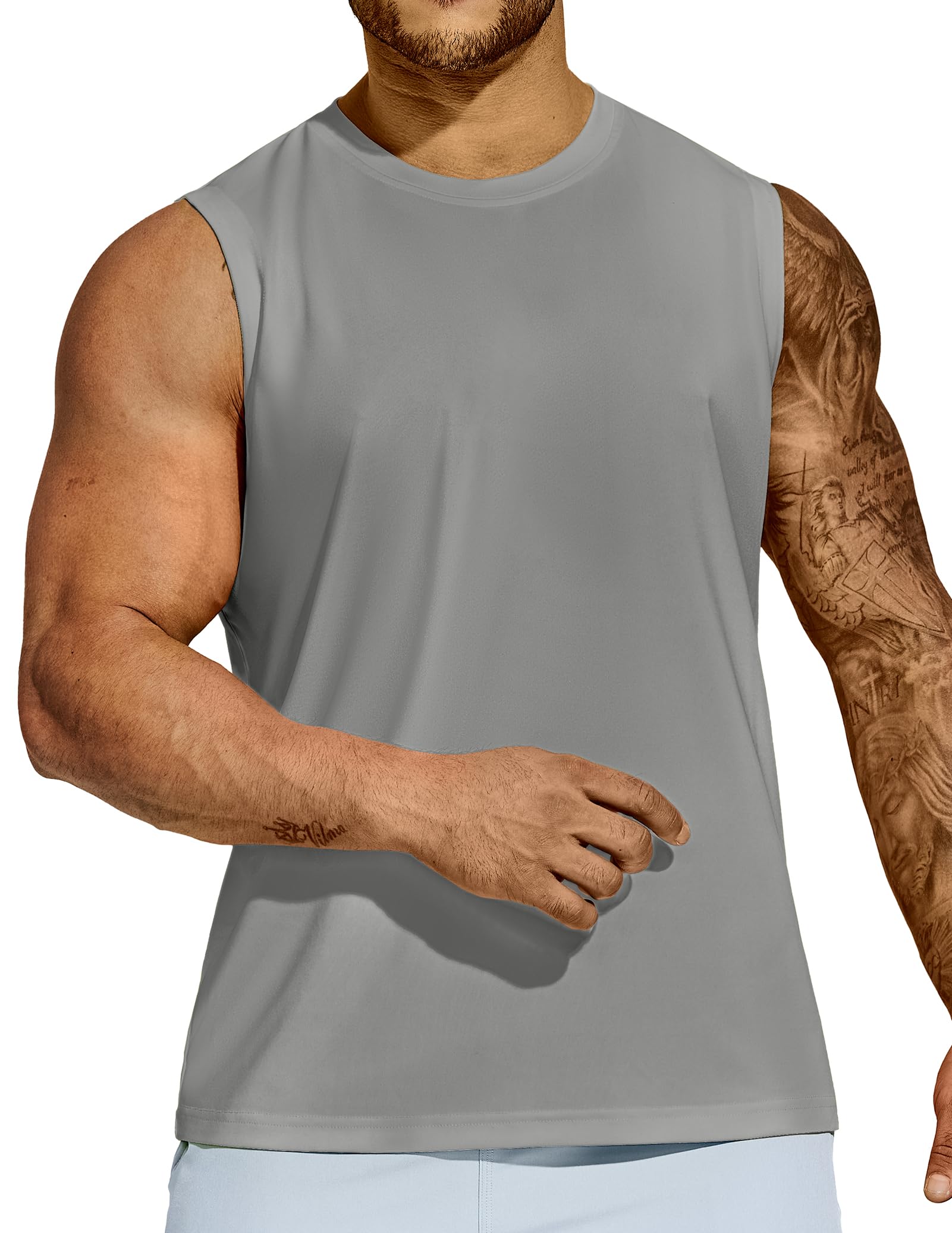 MIER Mens Workout Tank Tops Quick Dry Sleeveless UPF 50+ Muscle Tee Shirts for Athletic Gym Running Swim Beach Training