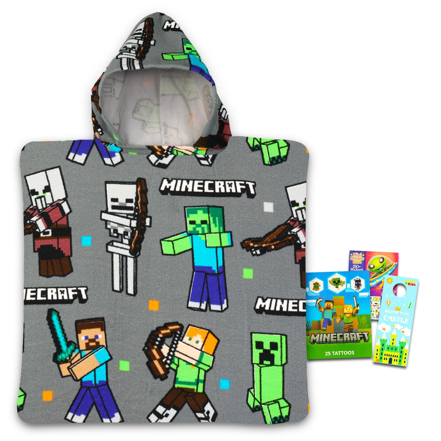 Amazon.com: Minecraft Hooded Towel Set for Kids, Girls, Boys ...
