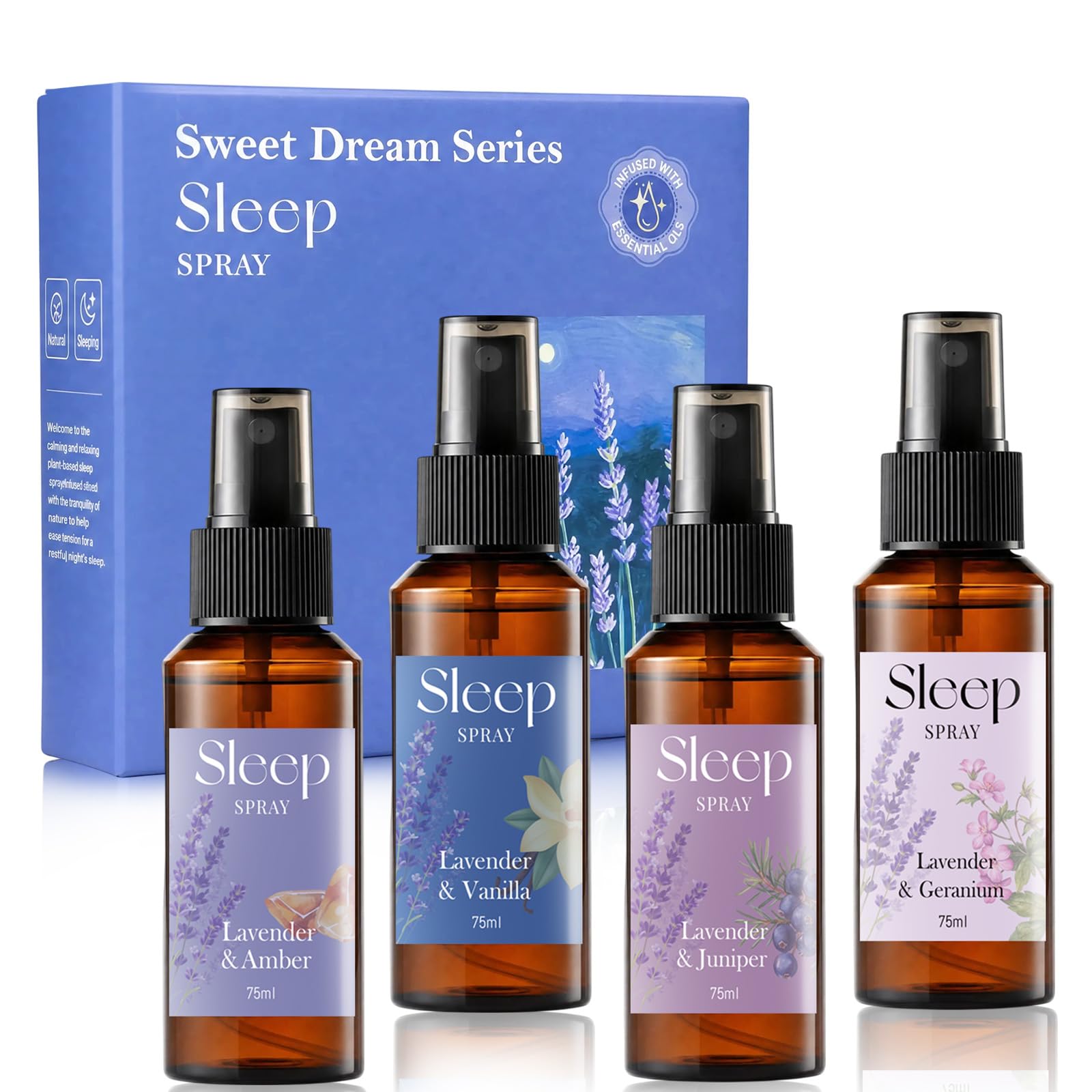Scent-Hi Lavender Pillow Spray & Sleep Spray Pillow Mist, 4x75ml
