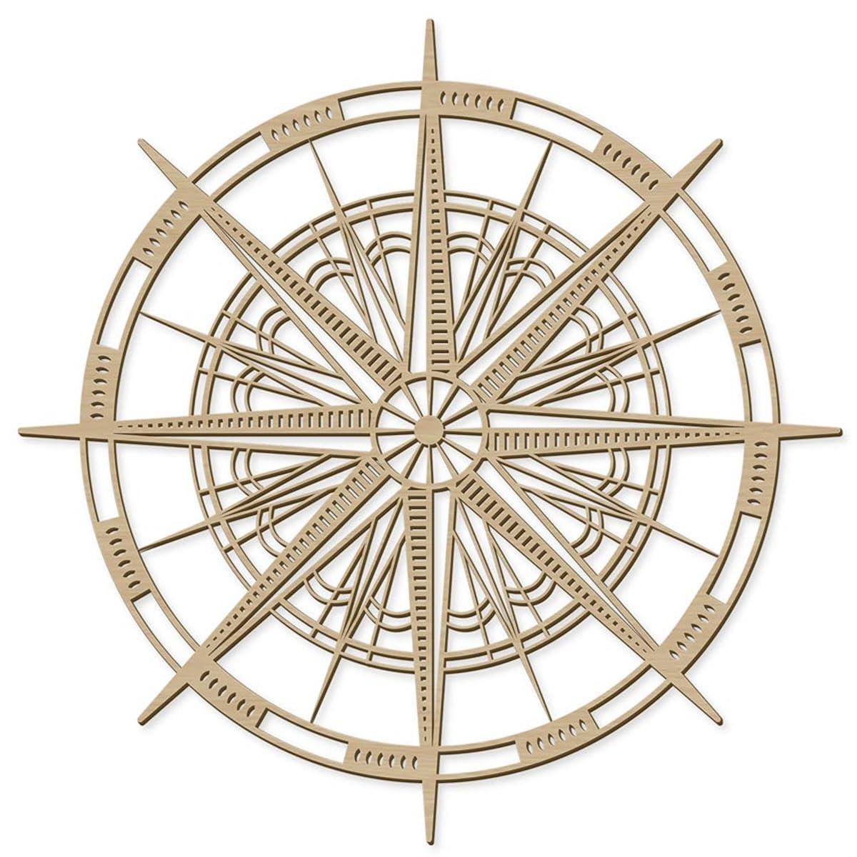 Boussole déco bois laser murale : objet design suspendu pour décoration maison
