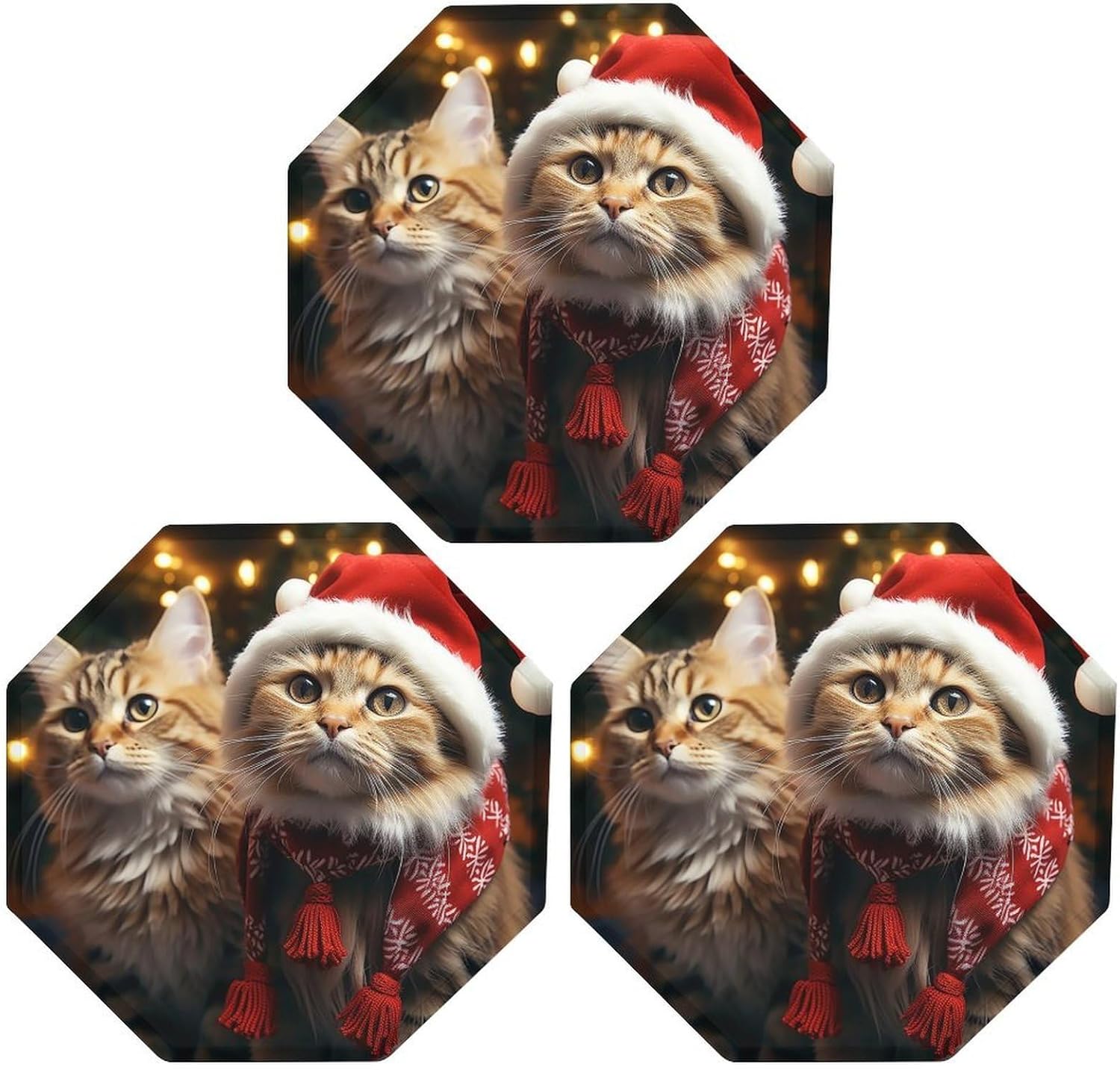 Ctagon Metal Sign for Home, Modern Display Plate for Kitchen, Christmas Cat Plates Accent Hanging Wall Decorations 3PCS for Living Room, Bedroom, Hallway, Hotel