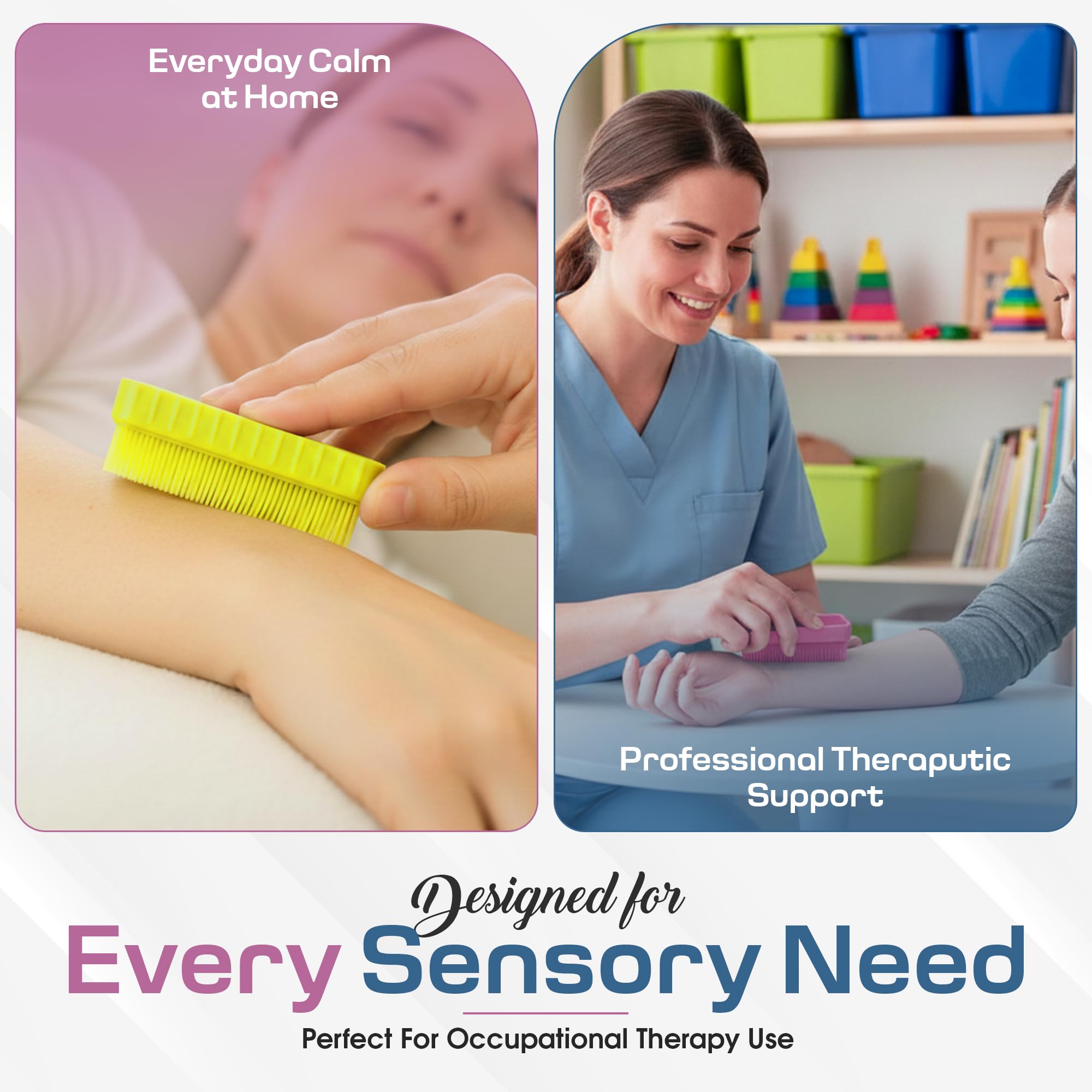 Wilbarger Method Therapy Sensory Therapressure Brush Blue/Pink/YLW 3PK — Amazon image 3