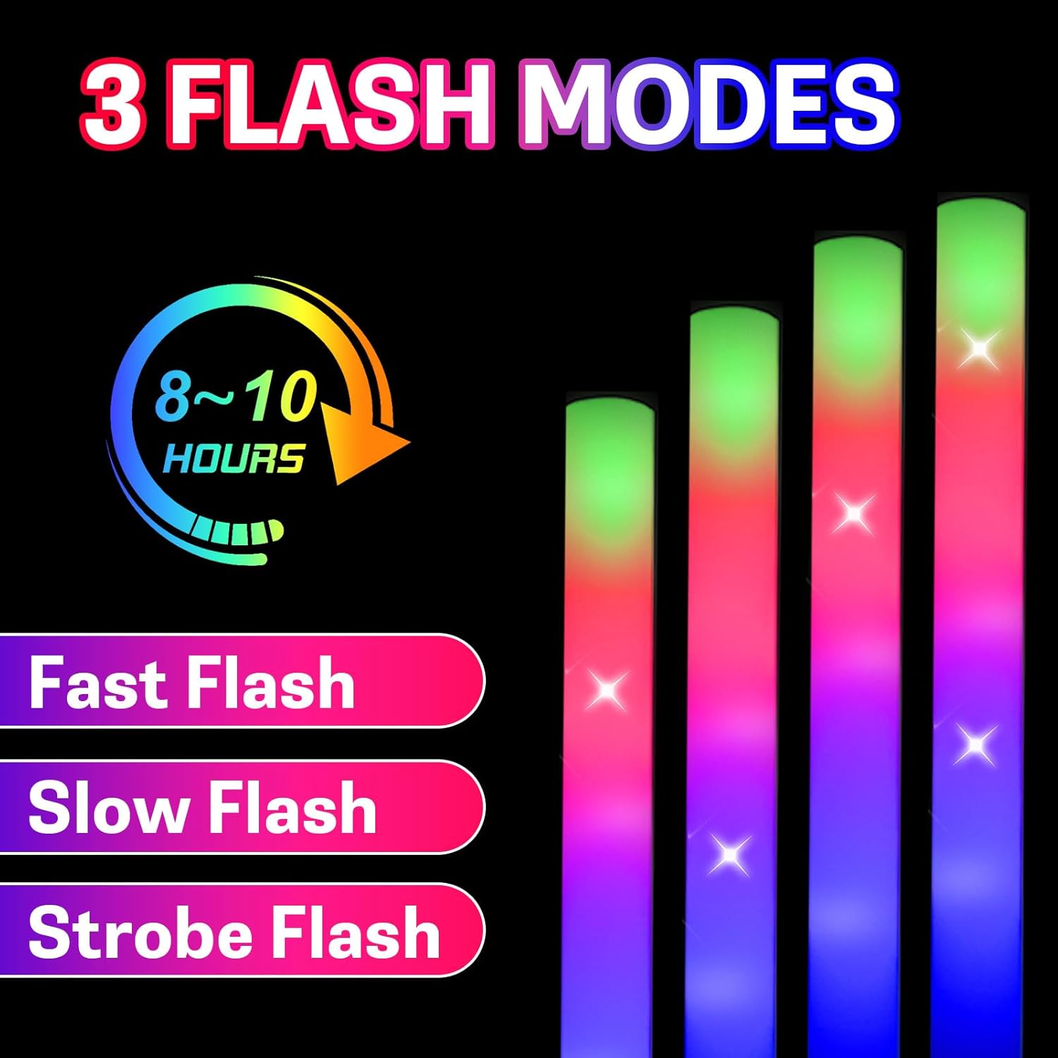 111 pcs Foam Glow Sticks Valentine's Day Party Favors Supplies Flashing Glow Sticks Party Supplies Light Up Baton Wands for Kids, Raves, Birthday, Wedding, Christmas, Children Toy