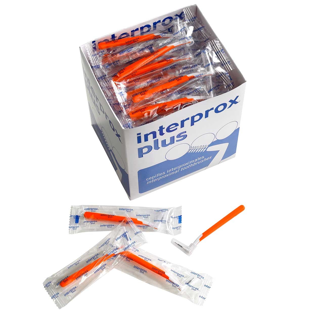 Interprox Plus - Cepillos interdentales, caja de 100 unidades, color naranja