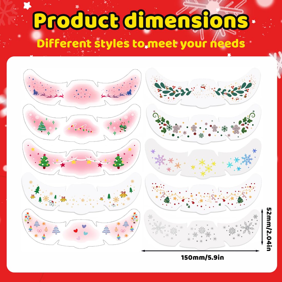 Tomedeks Freckle tattoo 10pcs,glitter temporary tattoos for kids adults,Christmas glitter freckles face tattoo,Including snowflakes - Image 2
