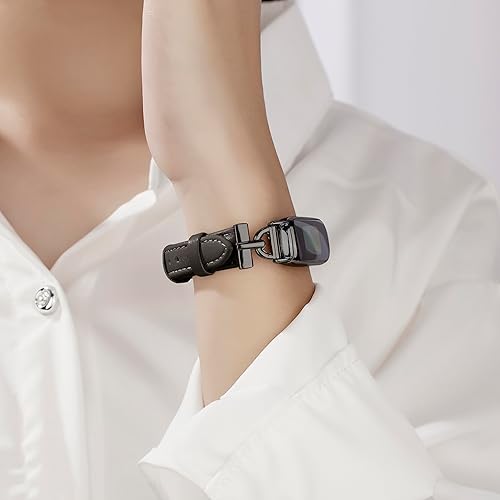 Miniatura 3 de Correas de cuero compatibles con Fitbit Inspire 3, correas de reloj de repuesto en forma de D, pulsera suave para Fitbit Inspire 3 Fitness Tracker