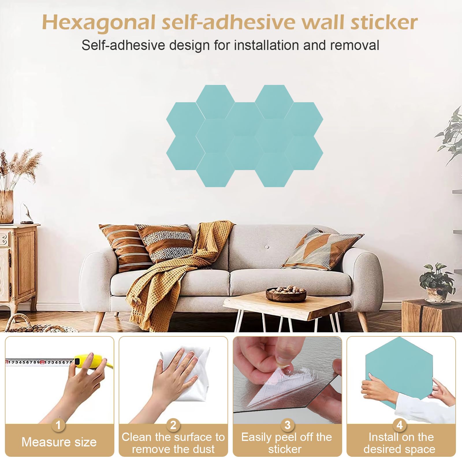 Zeshoekige Akoestische Panelen Zelfklevend, 12 Stuks Absorptieplaat Met Hoge Dichtheid Voor Plafonddeurwanddecoratie En Akoestische Behandeling Studiohomegami