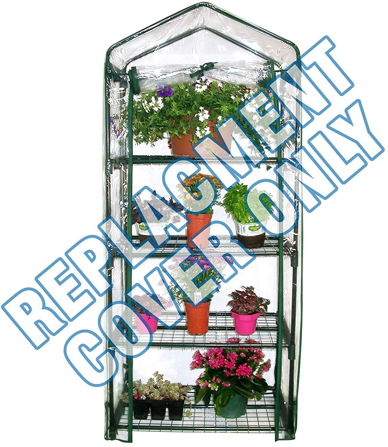 Greenhouse Clear PVC or Mini Pop Up Greenhouse Perfect for Growing Potted Plants, Growing Seeds, Herbs, Seedlings, Flowers, Gardening Indoor or Outdoor in Any Season (4 Tier PVC Cover Only)