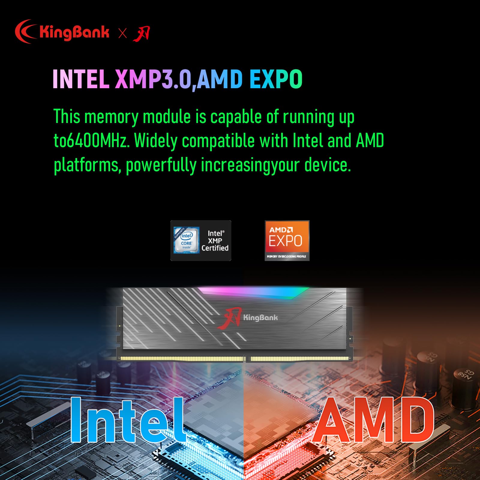 KingBank RGB Computer Desktop Memory Ram Hynix M-die DDR5 32GB