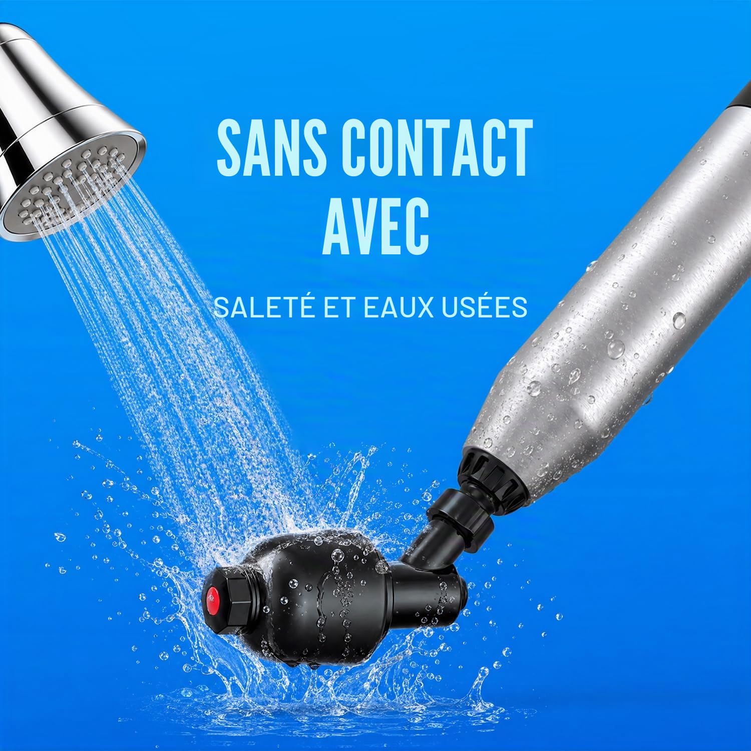 Déboucheur WC Électrique, Déboucheur Canalisation à Pression Réglable 1-8 Bar, Ventouse Toilette Anti-Éclaboussures 120°, Pompe Déboucheur pour WC, Évier, Douche et Canalisations