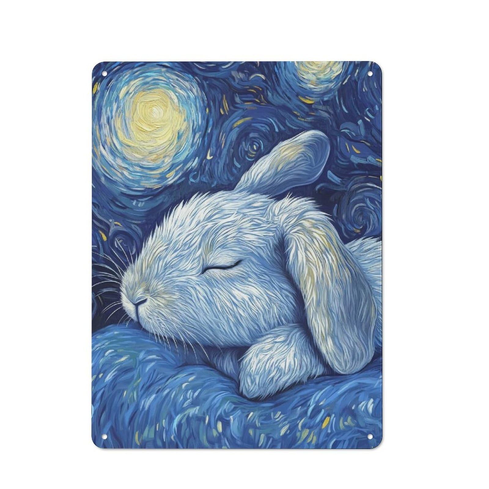 Junmoney Style-3 Starry Night Bunny Rustic Metal Sign 40X30cm For Garden Room Or Summerhouse, For Summerhouse Decorators