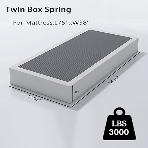 Miniatura 2 de Somier de 8 Pulgadas para Cama Individual con Funda, Somier Metálico Resistente Solo, Base de Colchón Robusta, Antideslizante, Sin Ruido, Montaje