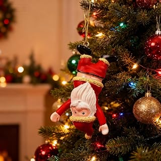 1 PCS Funny Santa Claus Christmas Ornament, Hand-Painted Resin Tree Decor with Humorous Design for Holiday Decorating