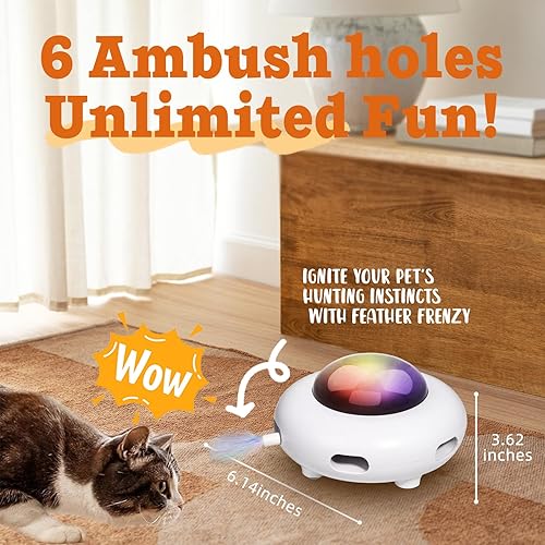 Miniatura 3 de Juguetes interactivos para gatos de interior, juguetes automáticos para gatitos, patín de plumas en movimiento, divertido ejercicio y juguete de