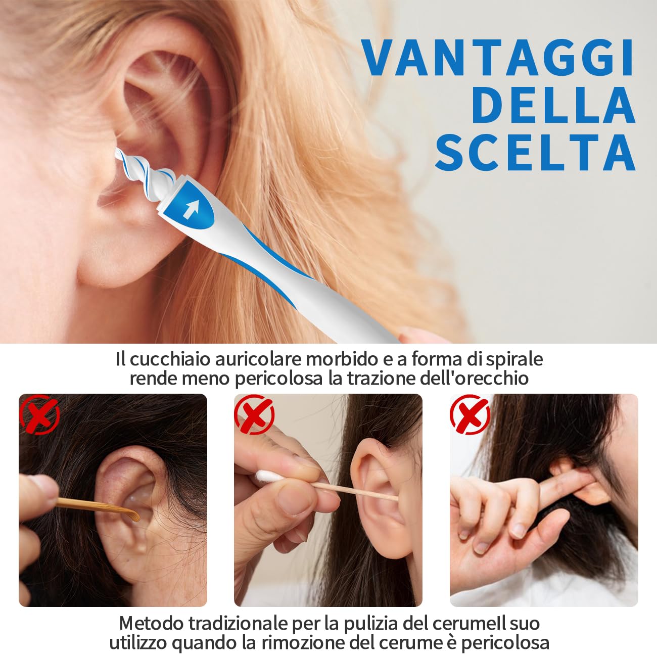 Pulisci orecchie, Kit Pulizia Orecchio, Smart Ear Cleaner Spiral, Stru