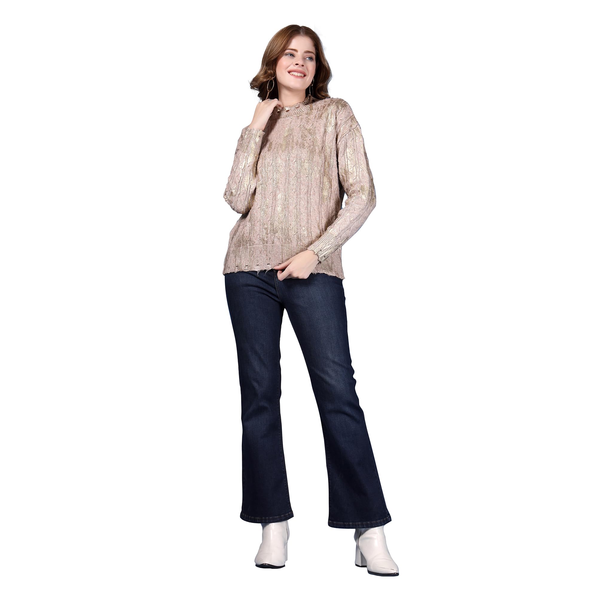 thirty threads Women Pullover Sweater Beige_T5W 25205-picture-15