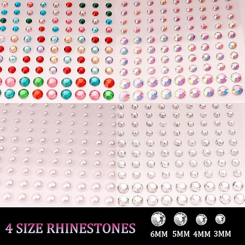 Miniatura 4 de 8 hojas de gemas faciales, joyas para maquillaje, 20 colores de diamantes de imitación para el cabello, perlas de ojos, gemas para el cuerpo, joyas