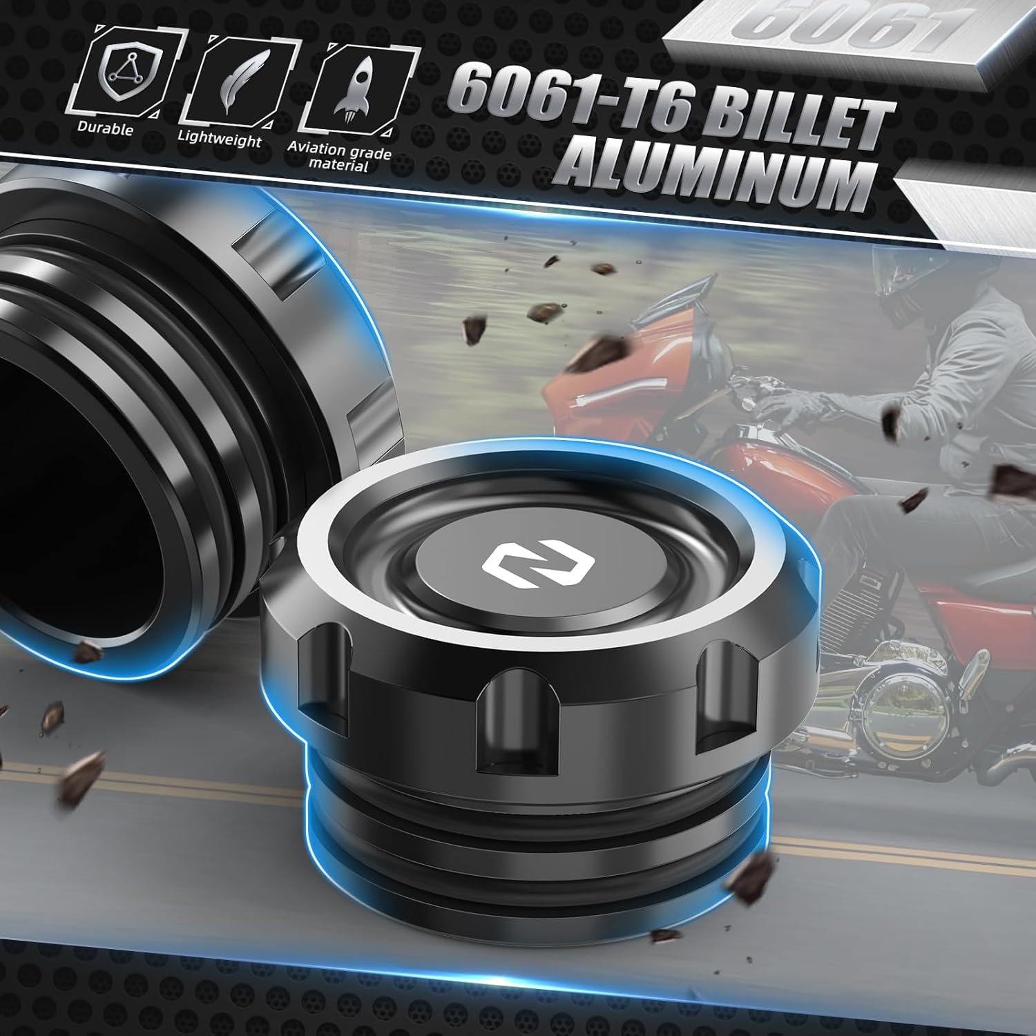 NICECNC Frame Hole Plugs and Front Brake Reservoir Cover Compatible with Harley Road King FLHR 2018-2022, Road King Special FLHRXS 2018-2024, Road King Police FLHP 2019-2024, Ultra Limited FLHTK 2018-