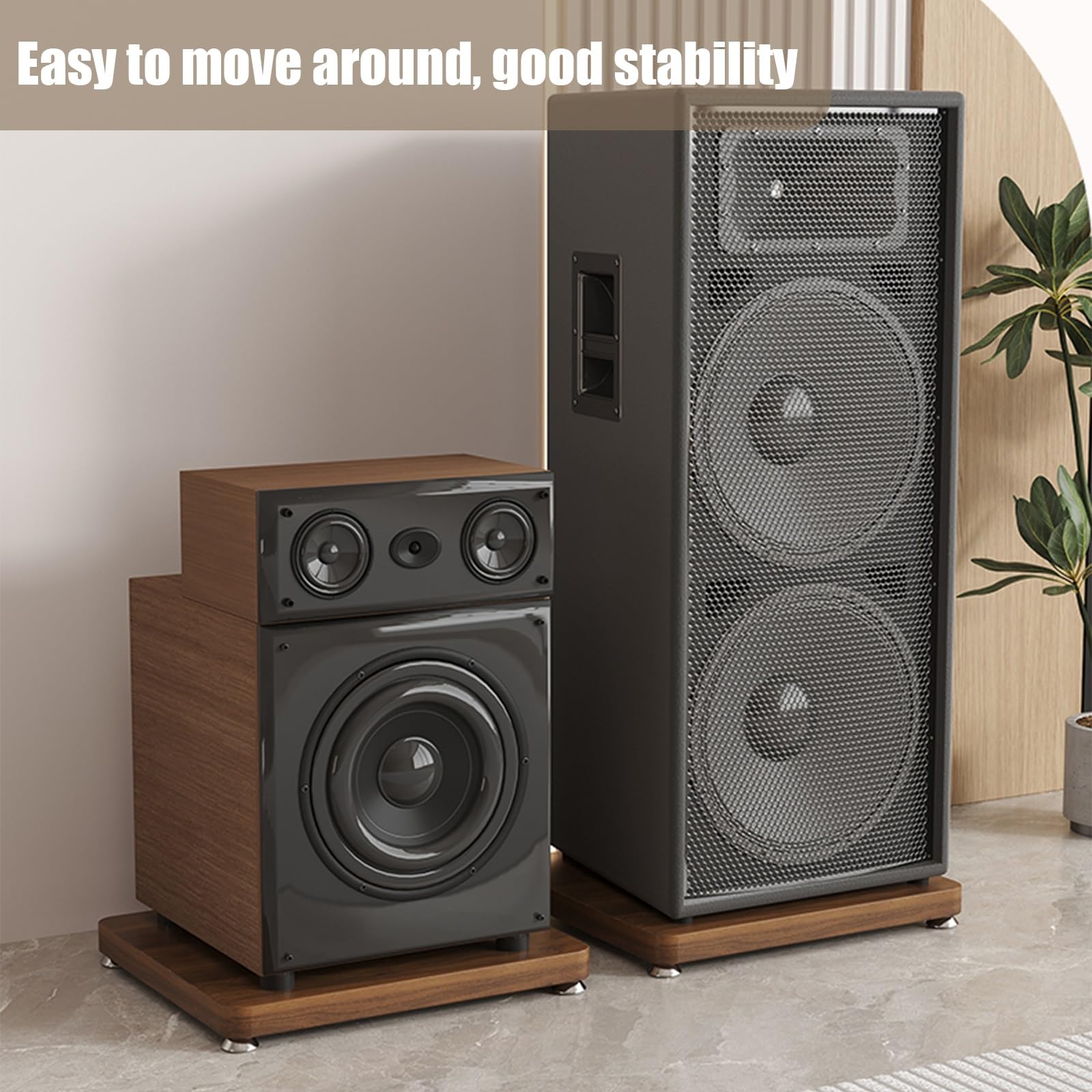 Plataforma de aislamiento de altavoces MDF, soporte de subwoofer de servicio pesado con almohadillas silenciosas, reduce la vibración para una claridad de audio mejorada, base estable para el uso en e