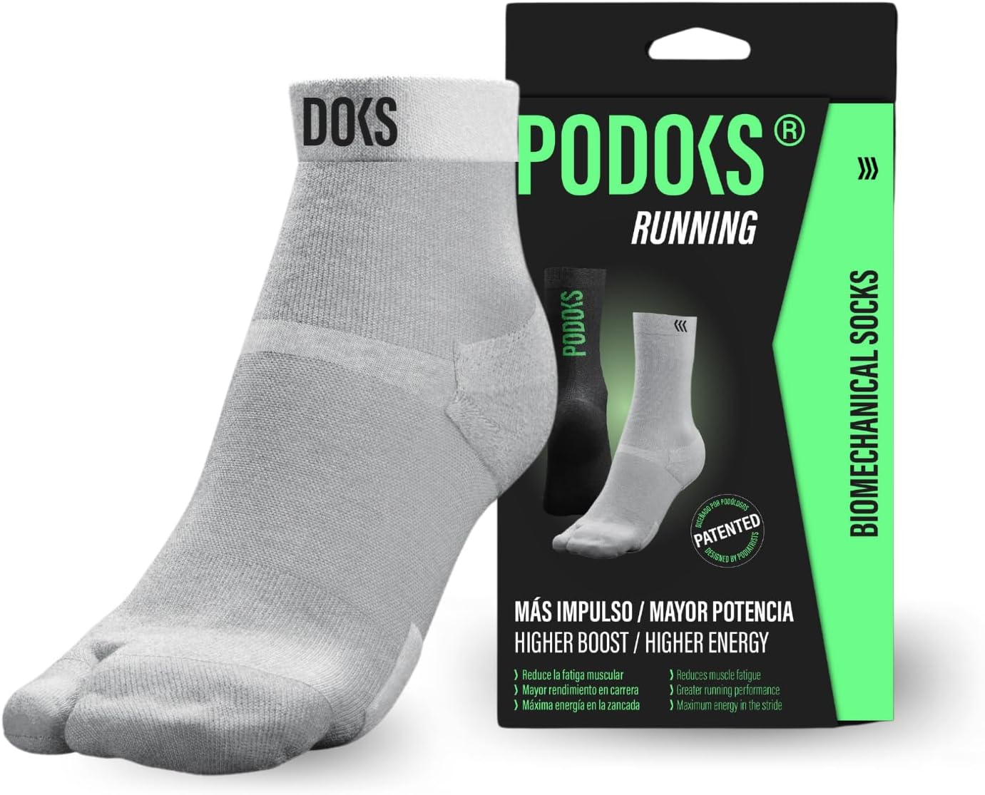 PODOKS - Men's and Women's Ankle Running Socks, Biomechanical Socks for Runners with Protective Pads, Improves Support and Running Performance, Designed by Podiatrists
