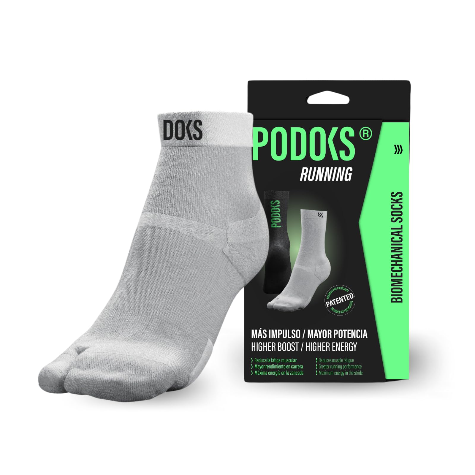 PODOKS - Men's and Women's Ankle Running Socks, Biomechanical Socks for Runners with Protective Pads, Improves Support and Running Performance, Designed by Podiatrists