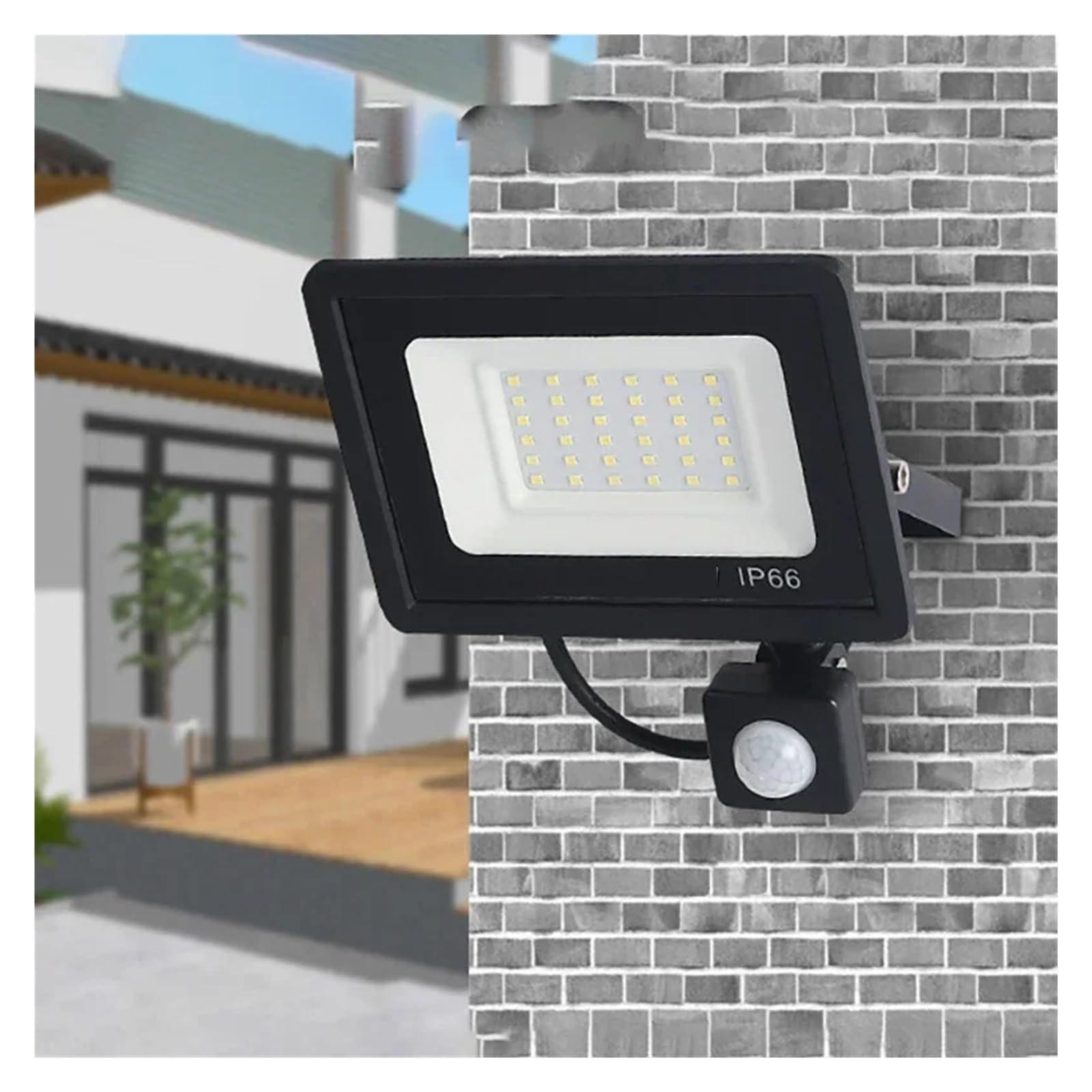 Światło ciekłokrystaliczne Naświetlacze LED 100W 50W 30W 20W 10W czujnik ruchu PIR IP66 wodoodporna dioda LED wisząca zewnętrzna zewnętrzna lampa ścienna reflektor Super jasne i energooszczędne(Cold W
