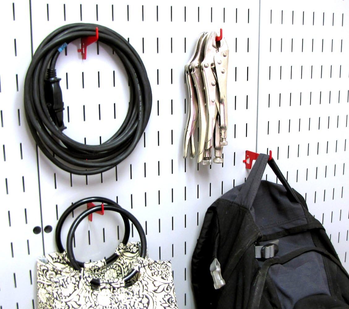 Wall Control Pegboard 2-7/8in Long Reach Slotted Hook Pack - Slotted Metal Pegboard Hooks Pegboard and Slotted Tool Board – Red (Pack of 2)