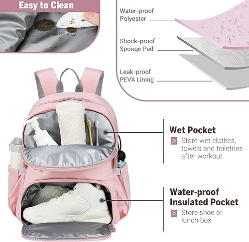 Miniatura 3 de MoKo Mochila de gimnasio con compartimento para zapatos, mochila para laptop de 15.6 pulgadas, elegante mochila de viaje resistente al agua, mochila