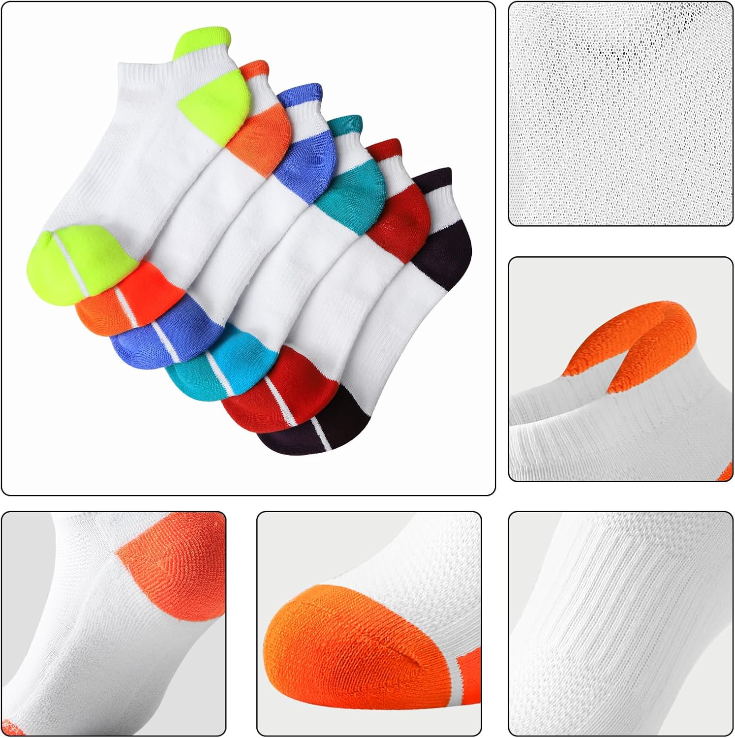JOYNÉE Mens Ankle Athletic Low Cut Socks for Men Cushioned Running Sports Workout Tab Socks 6 Pairs - Image 5