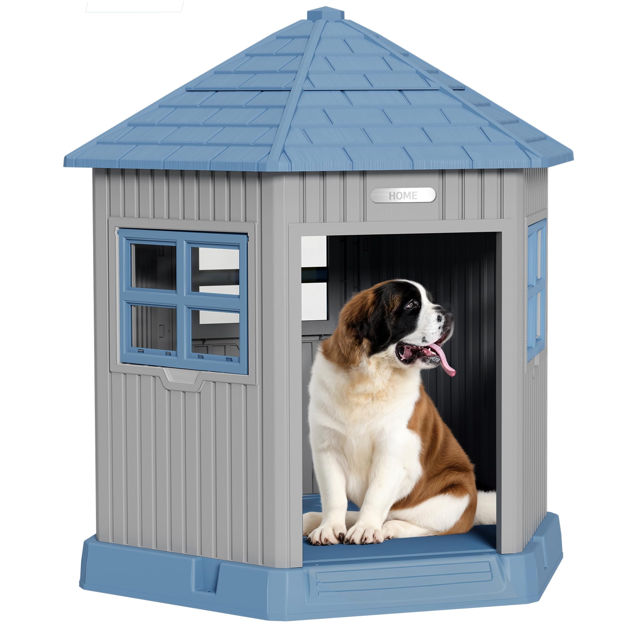 Fancyango Sturdy Dog House Indoor Outdoor for Small Medium Dogs, Weatherproof Puppy Shelter with Elevated Floor & Air Vents, Easy Clean and Assemble (