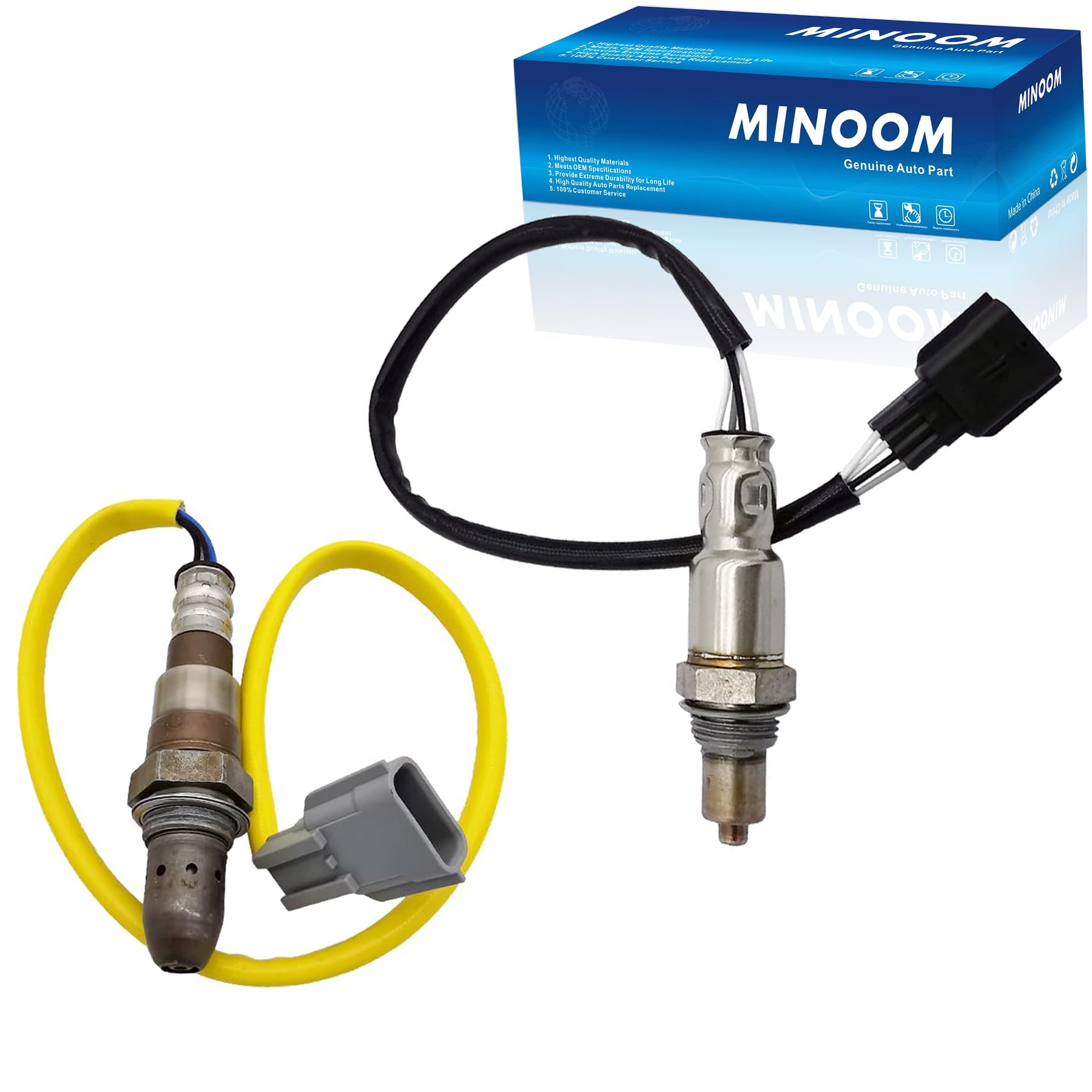 MINOOM 2PCS 22693-6CA0A 226A0-5CA0A Upstream Downstream Oxygen O2 Sensor Replacement for Nissan 2021 Rogue SV 2.5L Part No.#226A05CA0A丨234-8026丨