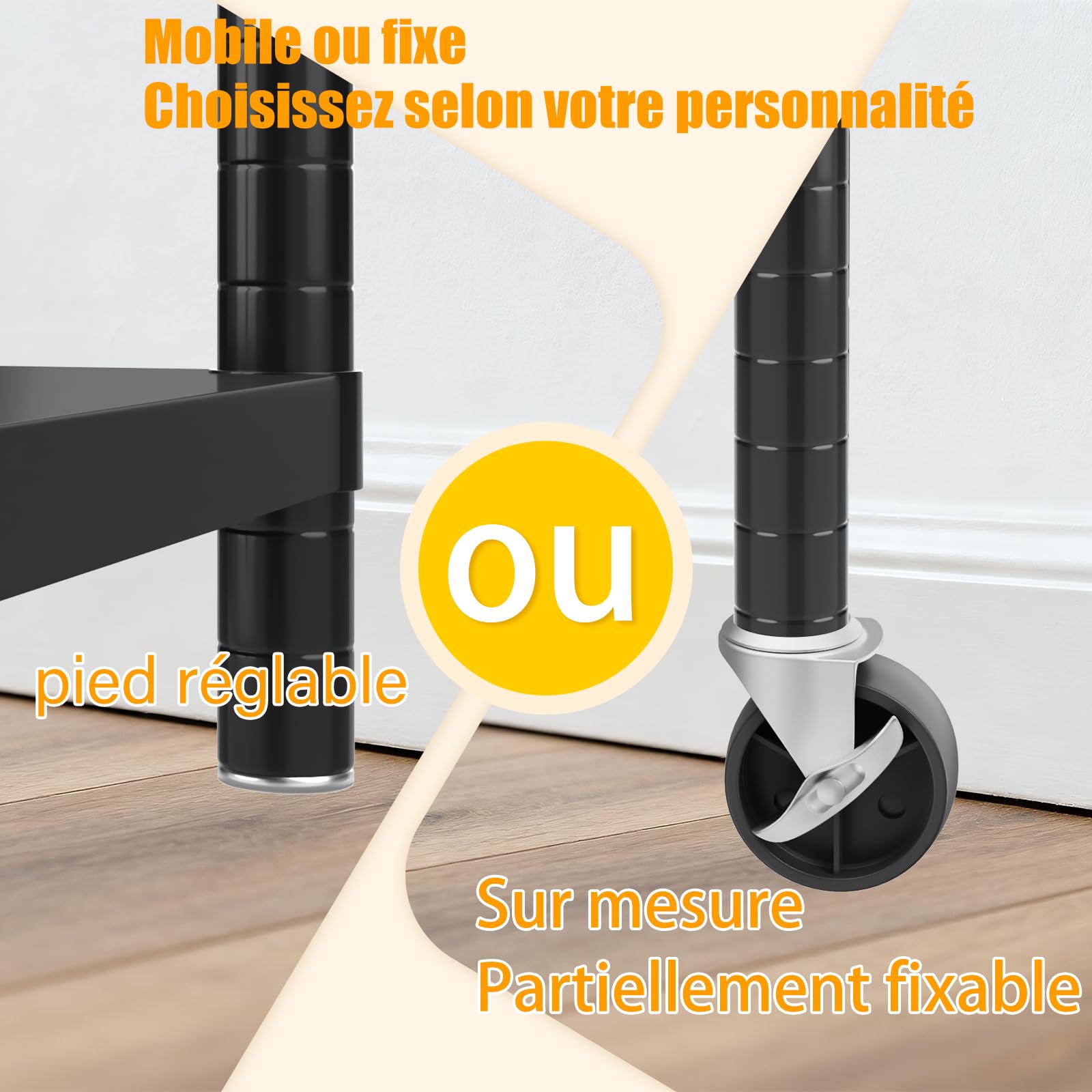 AQRA Etagère Métallique à Tablettes Ajustables pour Cuisine & Garage | 6 Tablettes, dim.30,5×40×157cm, Charge >180kg, Usage Cuisine, Bureau, Garage