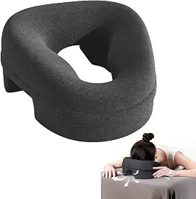 Travesseiro virado para baixo e apoio de cabeça de massagem para cama, travesseiro com 3 orifícios de ar para dormir de estômago, adequado para bronzeamento de praia, massagens domésticas