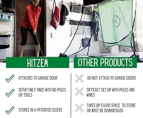 Miniatura 6 de Red de práctica de golf para puerta de garaje, equipo de entrenamiento de golf para interiores y exteriores, sin postes ni cables, fácil de instalar
