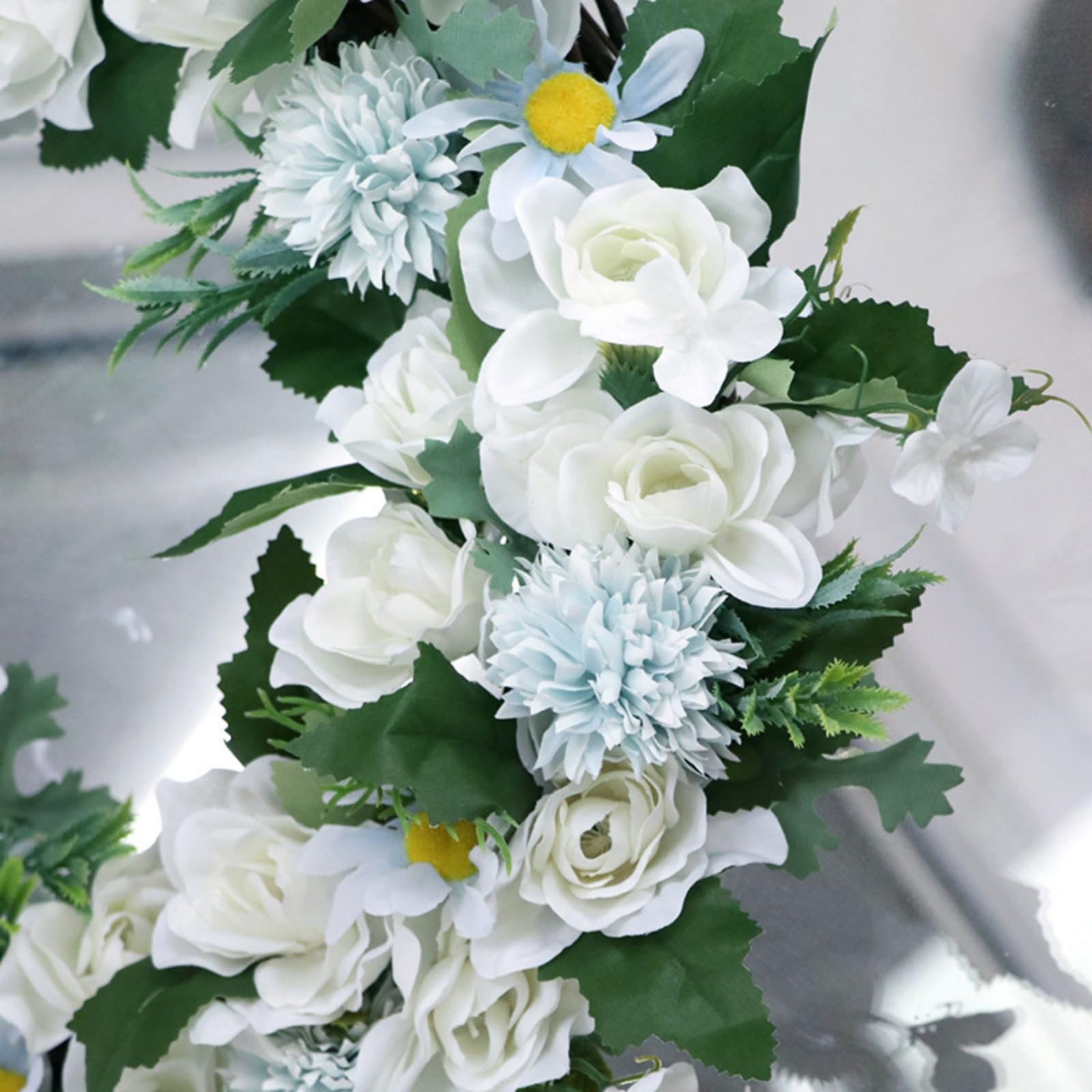 Künstliche Türkranz Deko, 40 cm Weiße Gardenien Blumenkranz, Türkranz für alle Jahreszeiten, Naturgetreu Für Haustür Hochzeiten Und Wanddekoration
