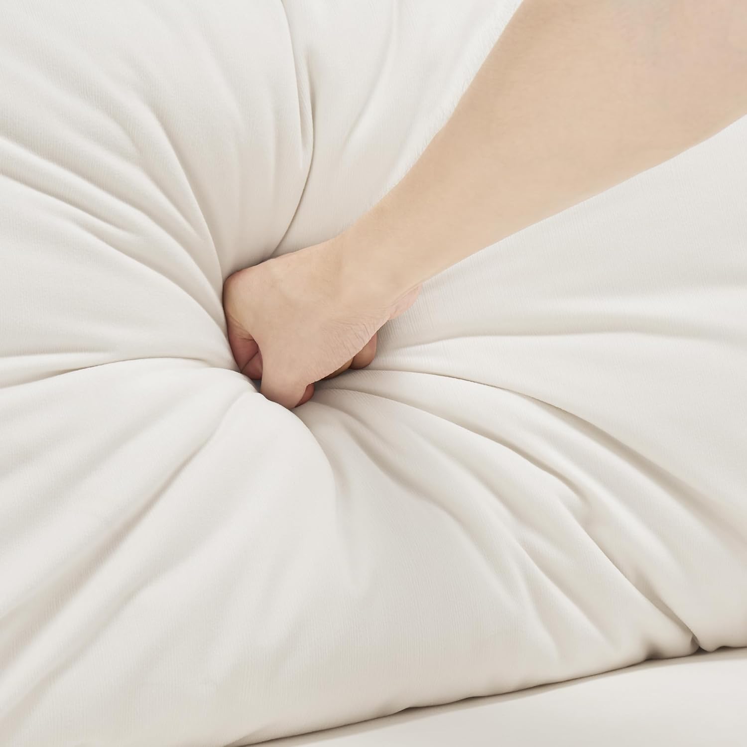 48.4”W Oversized Accent Chair with Ottoman & Storage, Modern Velvet Reading Chair with Pillow, Comfy Upholstered Deep-Seat Armchair for Living Room or Bedroom (Velvet, White)