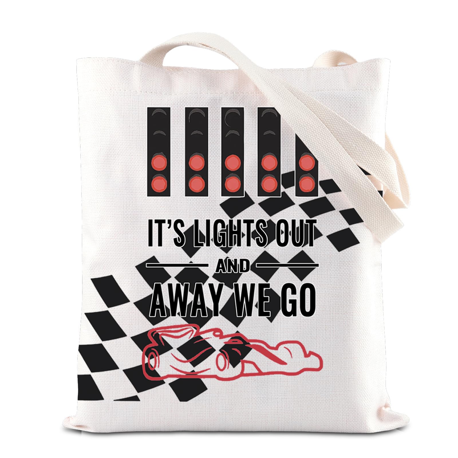 FOTAP Lights Out And Away We Go Handbag Motorsport Gift Racing Aesthetic Tote Bag Racing Gift