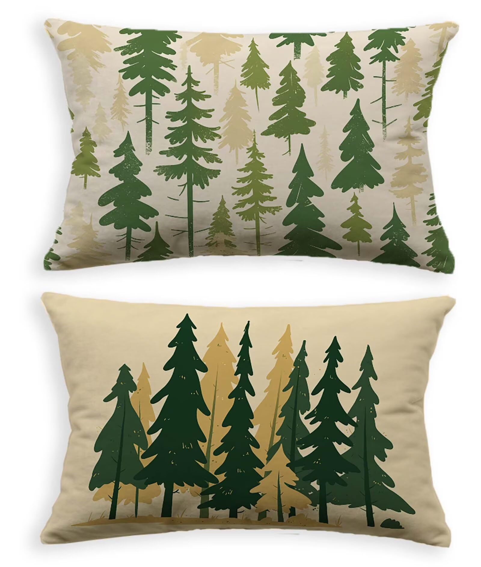 Taie oreiller 70x90 rectangulaire vert forêt : lot de 2 housses de coussin velours arbre O-281LQ