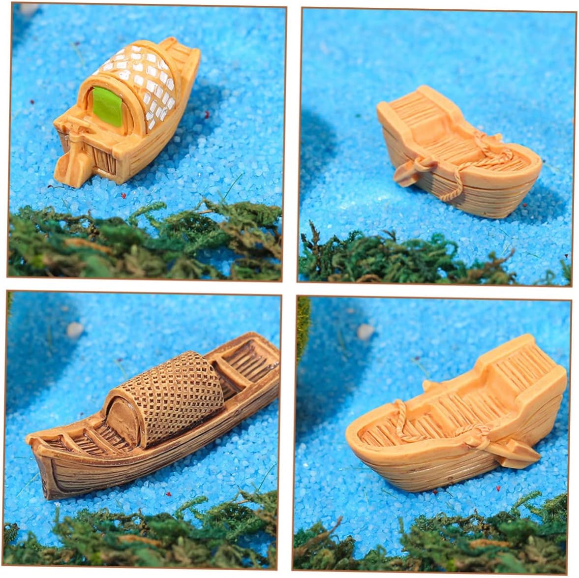 Miniature Boat Decor for Home 18pcs Resin Fishing Boat Figurine Set Creative DIY Micro Landscape Accessories for Cabinets and Desktops